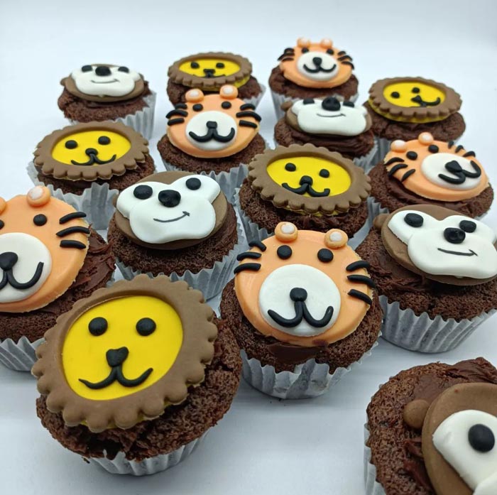 Cupcakes chocolat thème animaux de la forêt