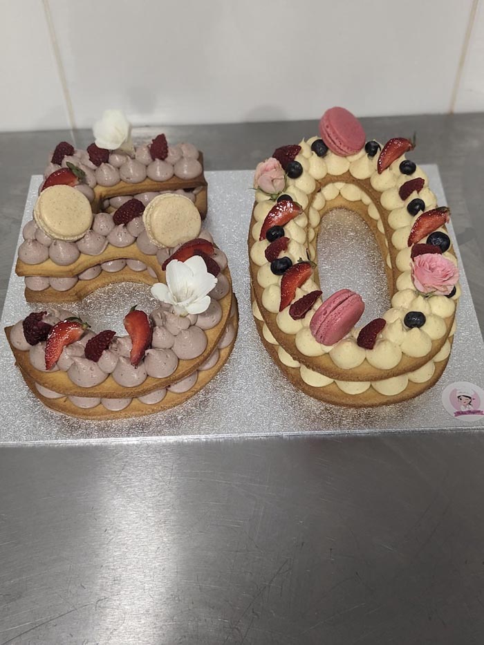 Number cake 50 : vanille et fruits rouges