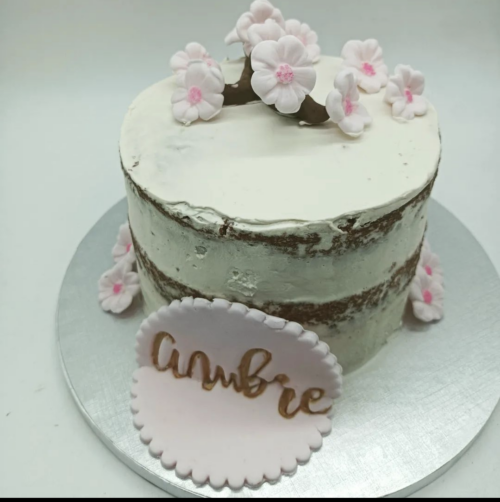 Cake design : naked cake fleurs de cerisier